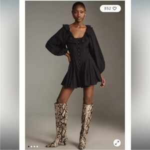 Anthropologie Black Ruffled Jumpsuit